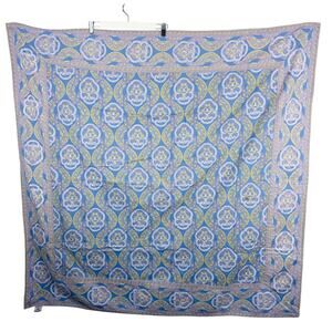 April Cornell for Danica Indian Cotton Tablecloth Blue Purple Paisley 52 x 52